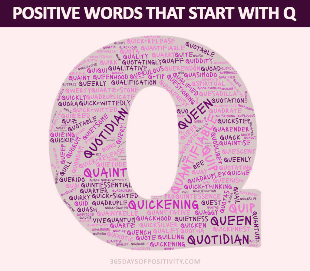 positive words beginning with q