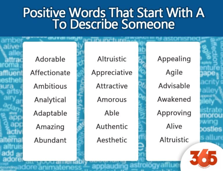 pozitivní slova začínající na a, která popisují osobu.