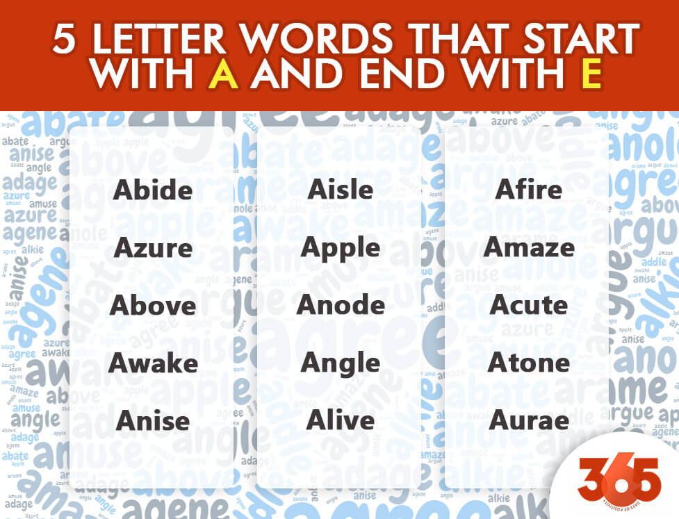 5 písmen slov, která začínají na A a končí na E